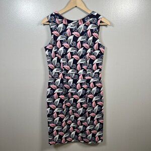 Boden Martha Sheath Dress Size 6R Blue Retro Mod Twee Work Career Floral